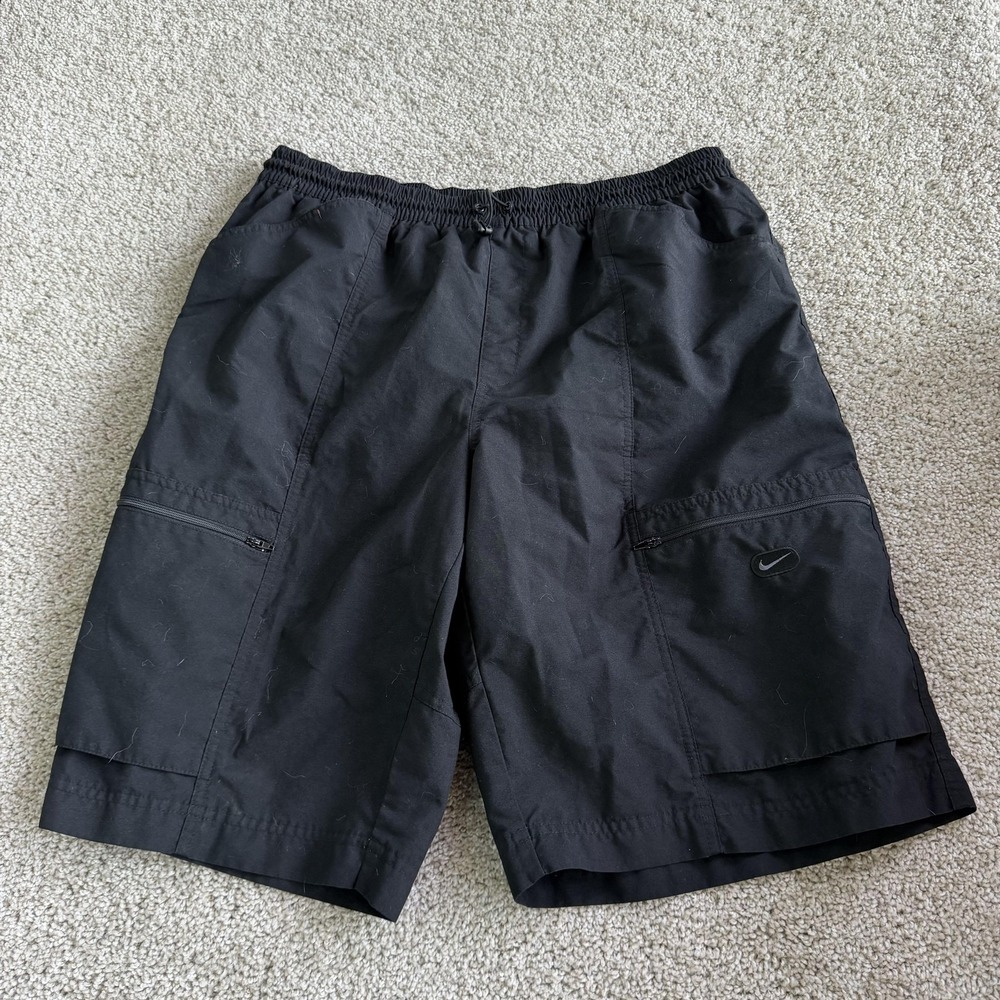 Y2K Nike Shorts Mens XL Black Mesh Lined Athletic Gym Running Training Pockets